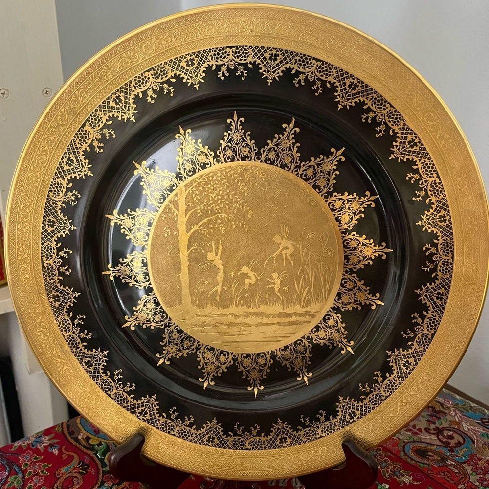Royal Bavaria Gold Encrusted Fairy / Pixie Porcelain Display Plate